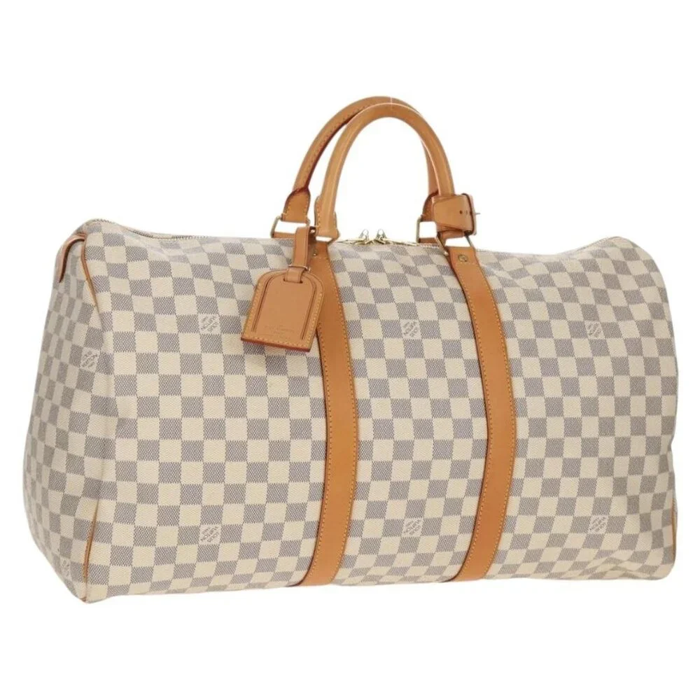 LOUIS VUITTON Damier Azur Keepall 50 Boston Bag N41430 LV Auth 154925V